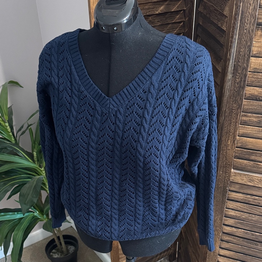 Miami Navy V-Neck Sweater